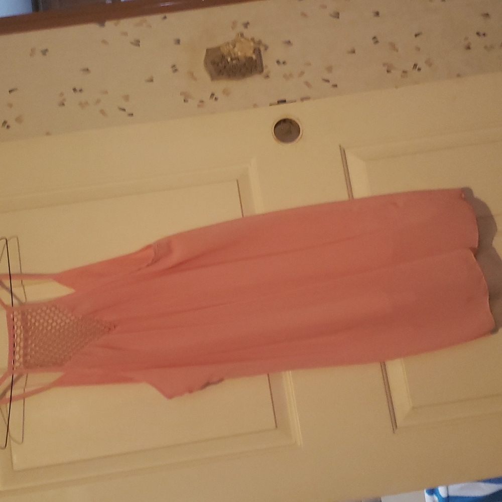 Pink lined dress with neck detail